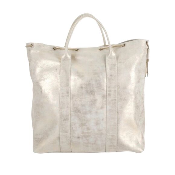 ATM NWT Anthony Thomas Melillo Metallic Nubuck Leather Tote in Beige Gold - Picture 2 of 15